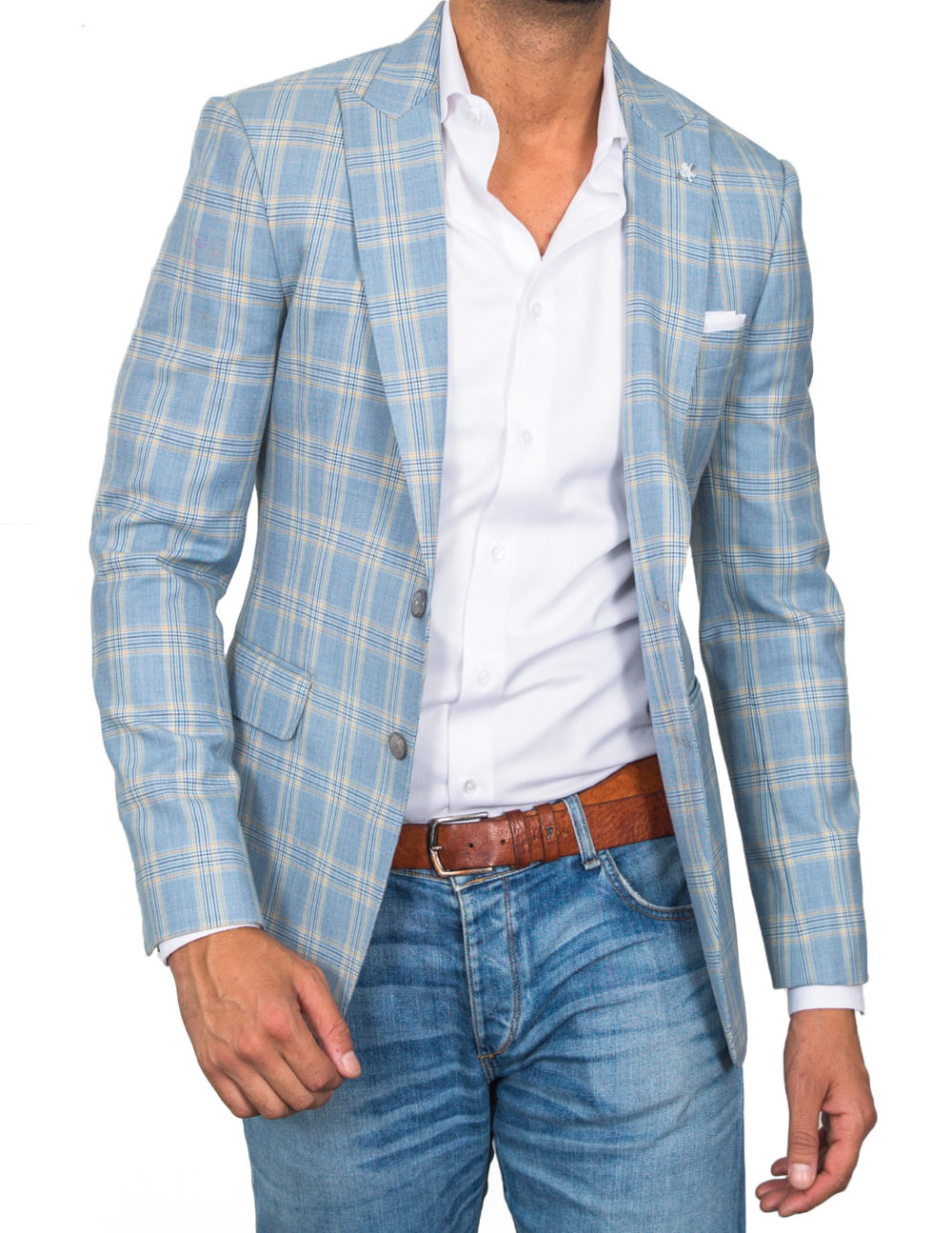 blue checks blazer