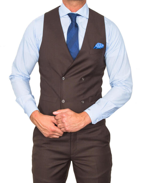 Brown Double Breasted Vest