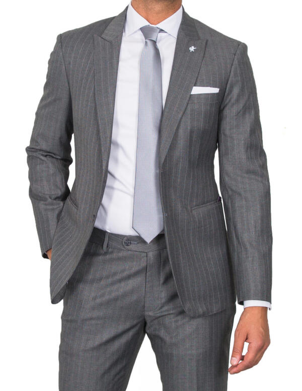 Cement Grey Pinstripe