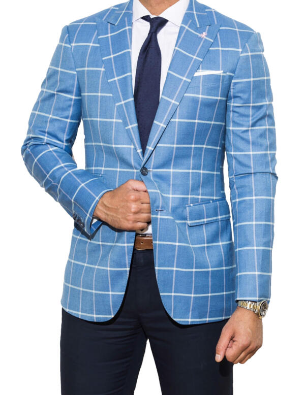 Light Blue Checks Blazer