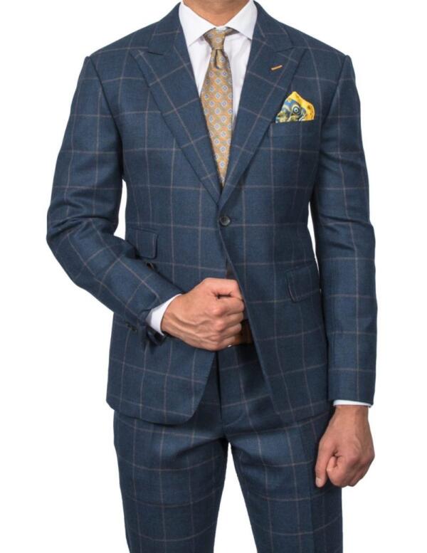 Navy Amber Check Flannel Suit