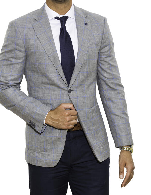 Navy Check Hopsack Blazer