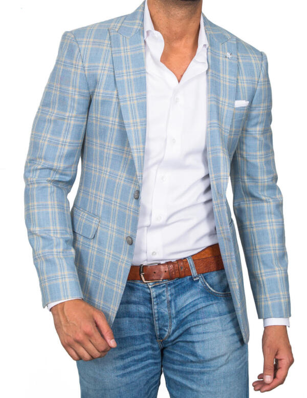 Summer Blue and Amber Check Blazer