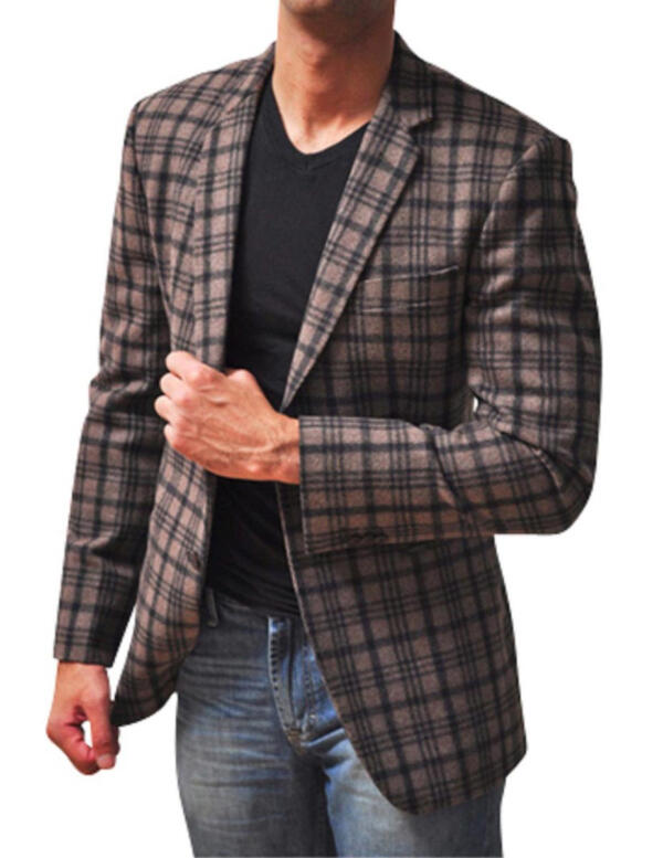 Brown Flannel Check Blazer