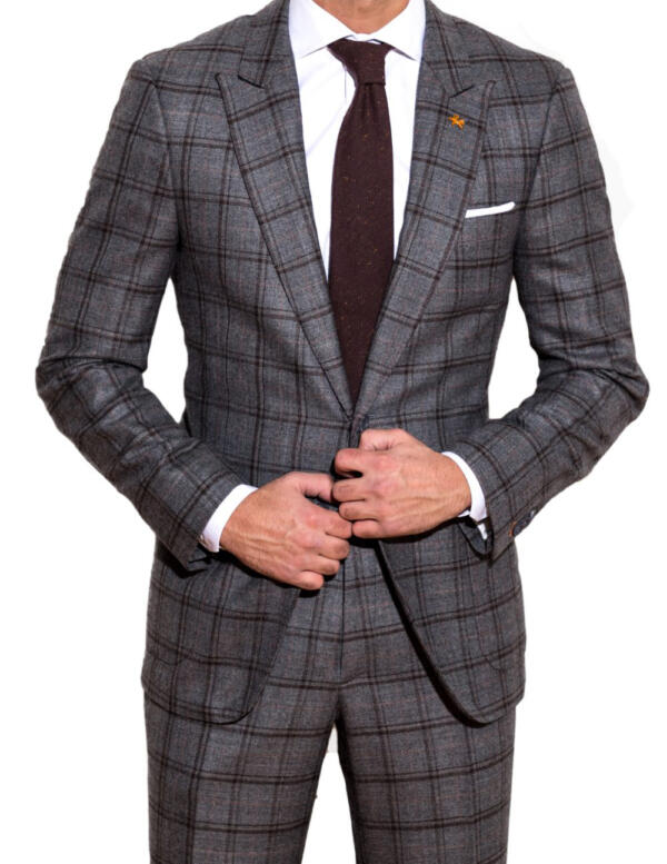 Flannel Chocolate Brown Double Windowpane