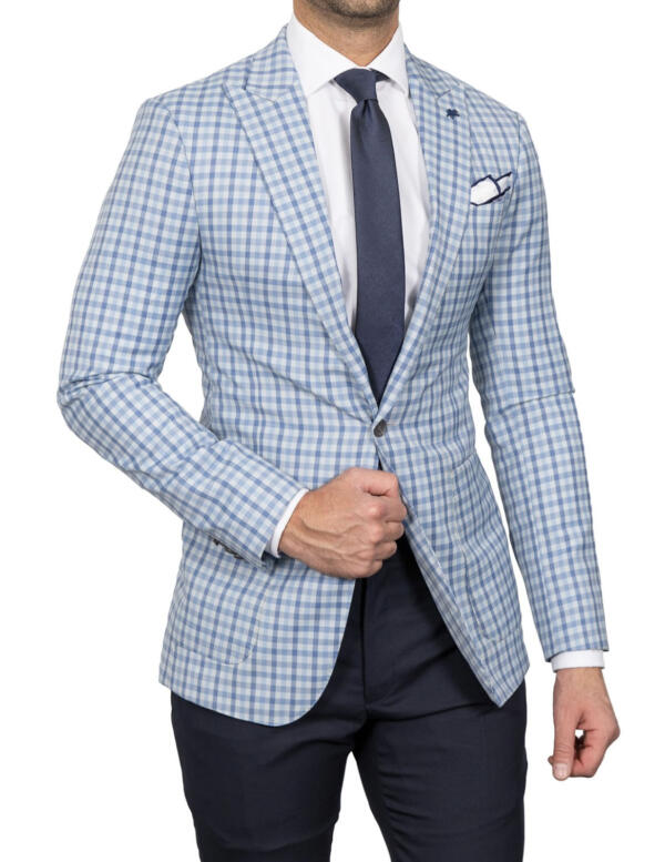 Box Check Powder Blue Suit