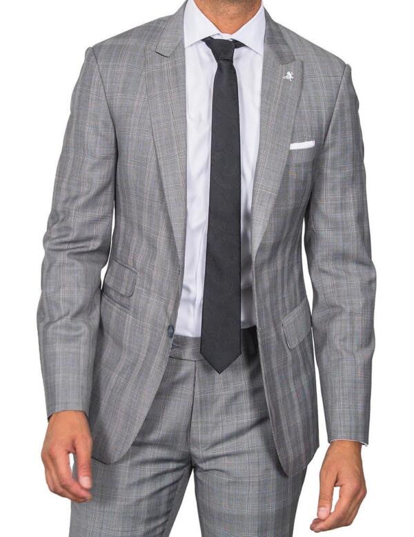 Cement Grey Glen Check Suit