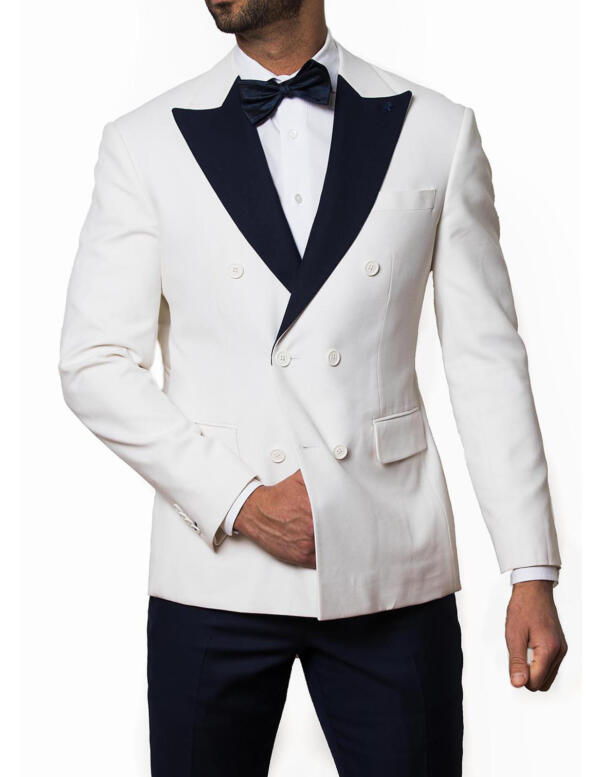 Ivory Tuxedo with Matte Navy Lapel