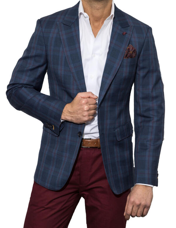 Navy & Merlot Check Blazer