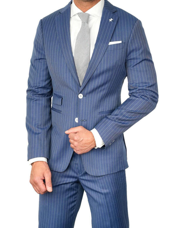 Twilight Navy Blue Pinstripe Suit