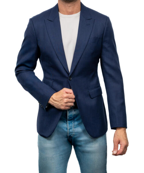 Dark Navy Hopsack Blazer